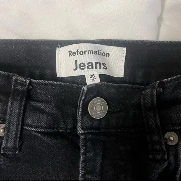 Reformation Emma High Rise Wide Leg Black Jeans Size 26 Boho Minimalist Festival - Picture 4 of 8